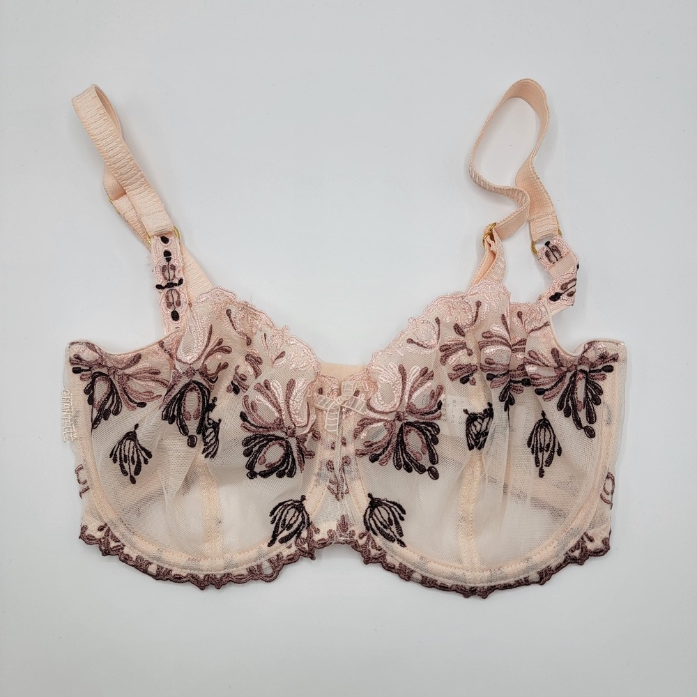 Chantelle 32DDD Champs Elysées Unlined Demi Bra Waterlily Pink Multico